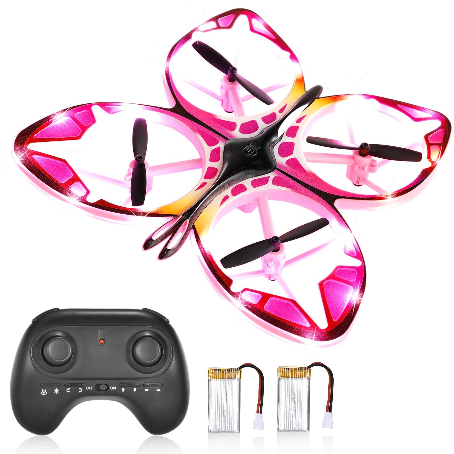 Authticar Mini Drone - RC Butterfly Drone for Beginners with Colorful Light, 3D Flip, Headless Mode, Altitude Hold, Remote Control Quadcopter Gift for Teens Adults