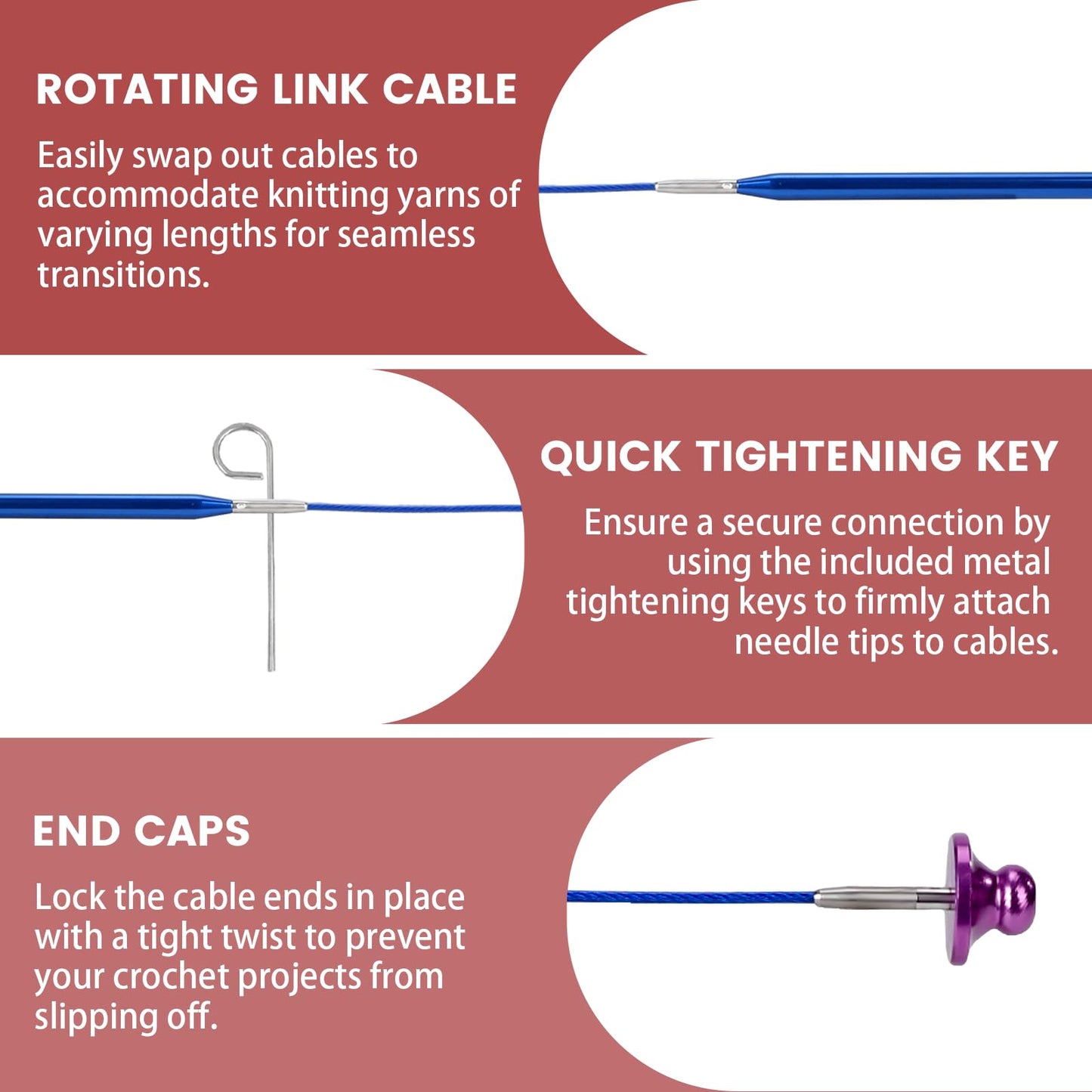 liomey Interchangeable Circular Knitting Needles Set - 13 Pairs (3mm-10mm) with 4 Flexible Cables, Aluminum Needle, Ergonomic Design for Beginners and Advanced Knitters, Blue