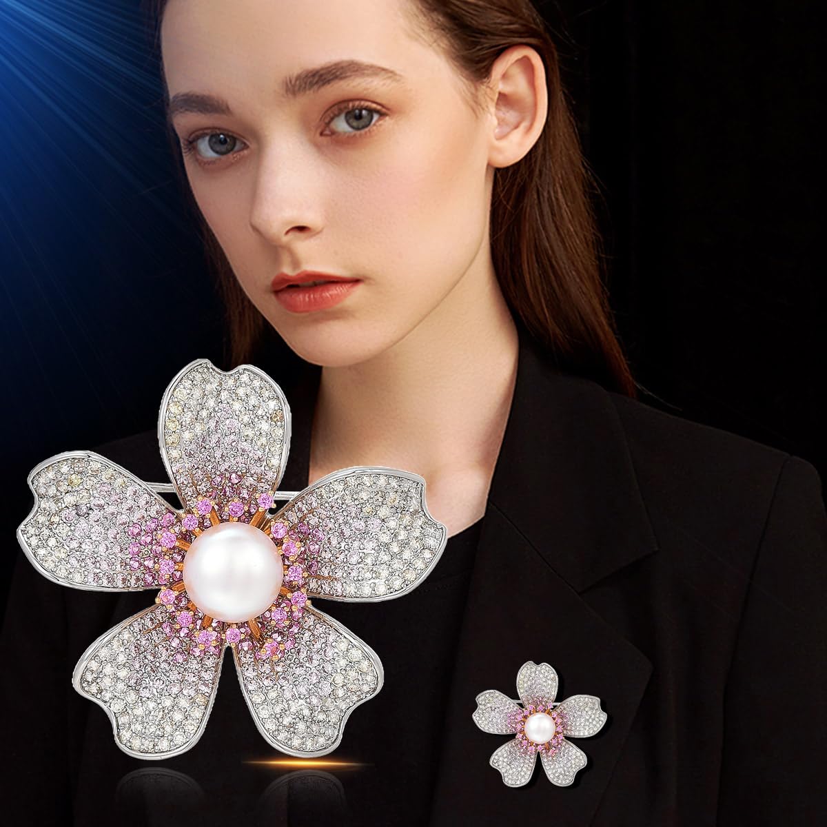 EMEGCY Lily Brooch for Women Rhinestone Lily Brooch Pin 18k Gold Plated Lily Pin Jewelry for Mom Wife Lily Pins