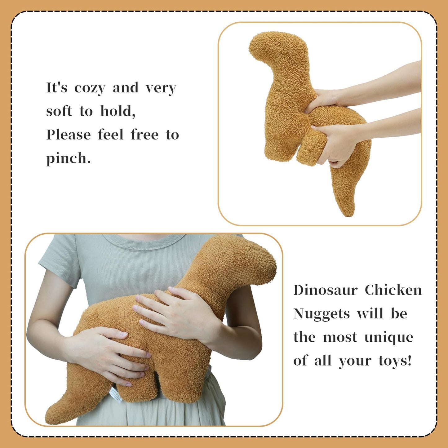 TVVPGG Dino Nugget Pillow, 3 Pcs Dino Chicken Nuggets Plush Stuffed Animal Gift for Kids Adults Girlfriend Christmas