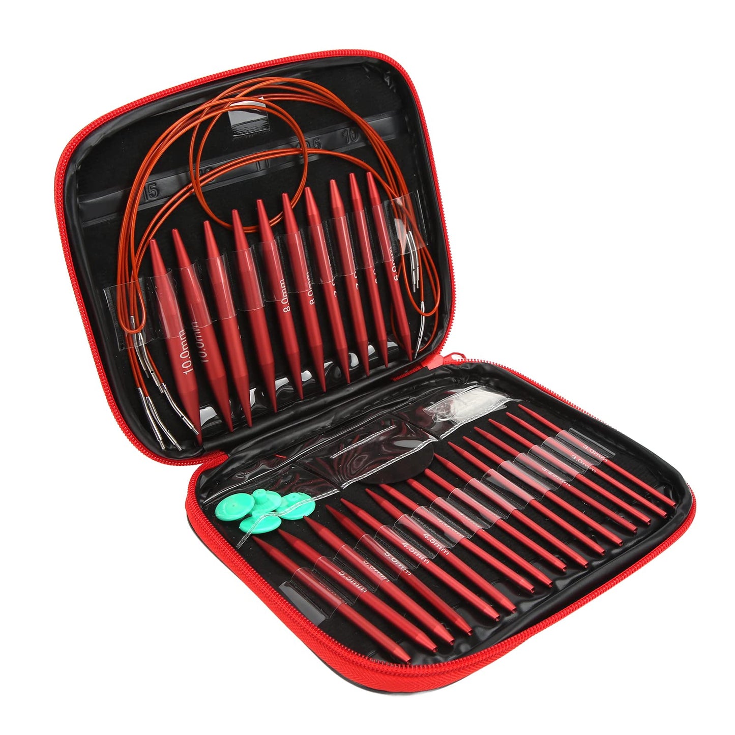 Fayelume Interchangeable Knitting Needles, Circular Knitting Needles Set, with Storage Case and Extension Cable Knit, for Beginners, 3 MM to 10 MM