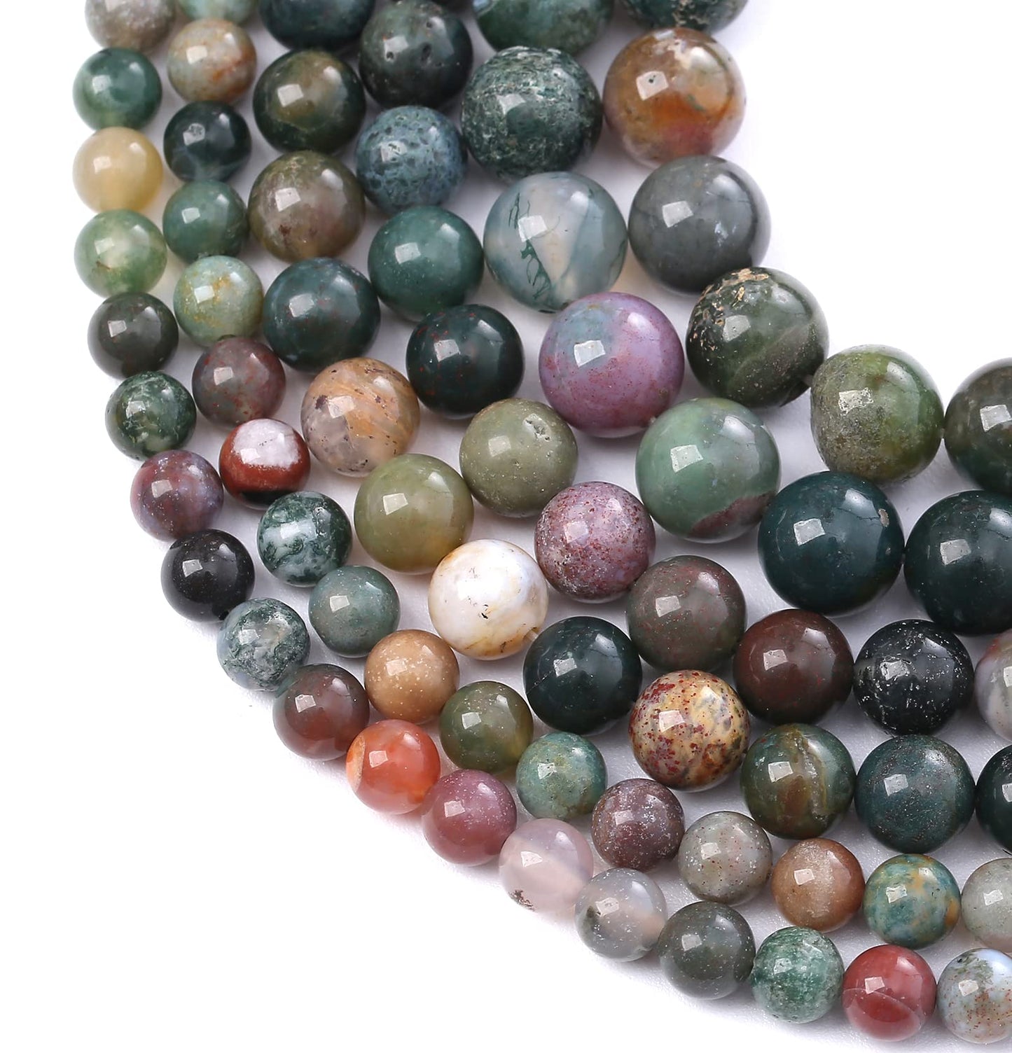 60PCS 6MM Natural Colorful Indian Agate Stone Beads Round Loose Beads for welry Making DIY Bracelet Necklace Accessory 15"