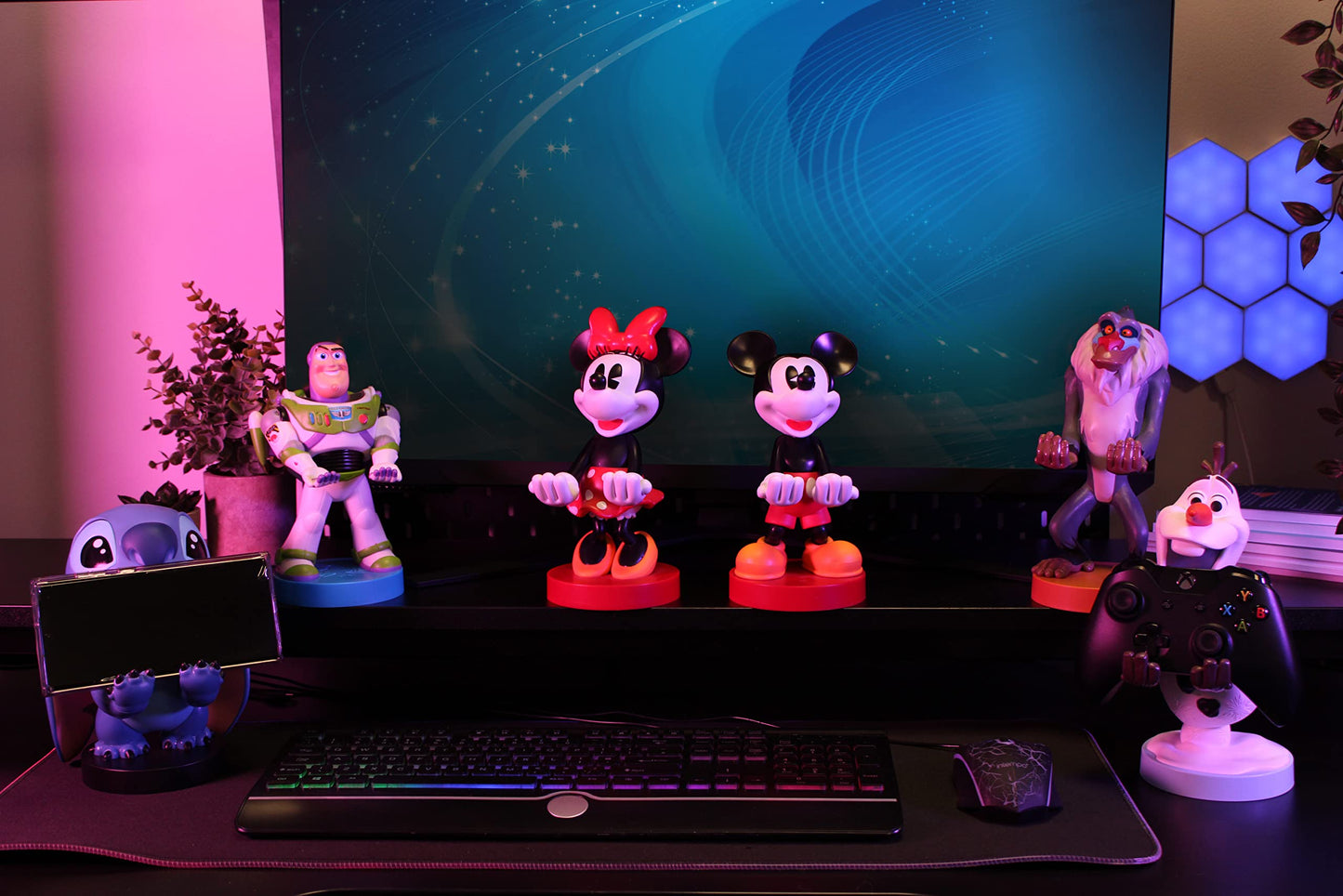 Cableguys Disney Mickey Mouse Controller Holder & Phone Stand - Gaming Setup Accessories for Desk and Game Room, Controller Stand Compatible with Xbox, PlayStation & Most Standard Game Controllers