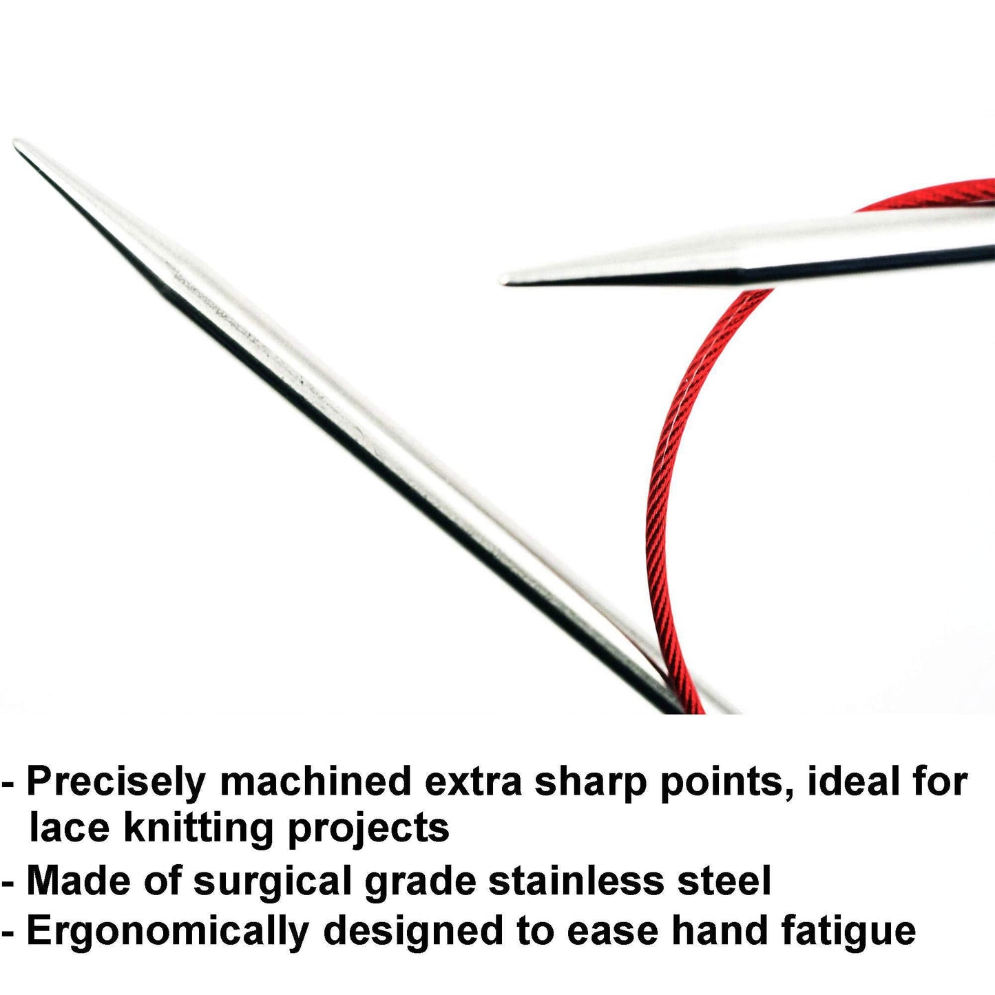 ChiaoGoo Red Lace 40 inch (102cm) Circular Knitting Needles US Size 2 (2.75mm) Stainless Steel 7040-2 with Stitch Holder