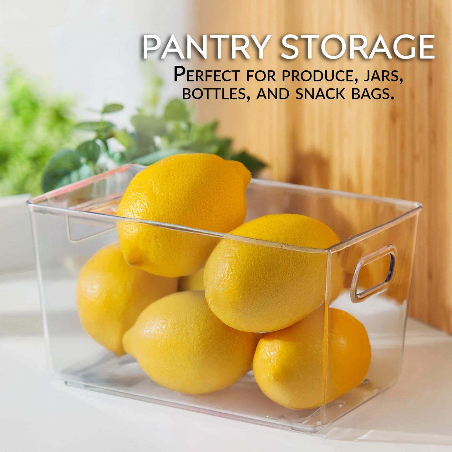 FairHome Set of 6 Clear Plastic Storage Bins With Handles, Containers To Organize Pantry, Fridge, Cabinet, Kitchen, Countertop, Closet, Cupboard, Home Organization and Storage