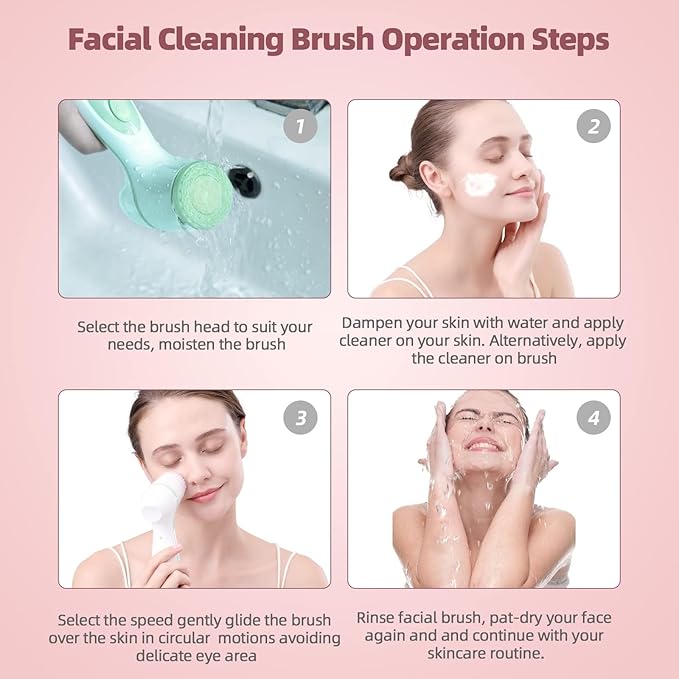 Facial Cleansing Brush, CkeyiN 3 in 1 Electric Exfoliating Spin Cleanser Device USB Rechargeable and Waterproof Exfoliation Rotating Spa Machine Facial Cleanser Massager for Women