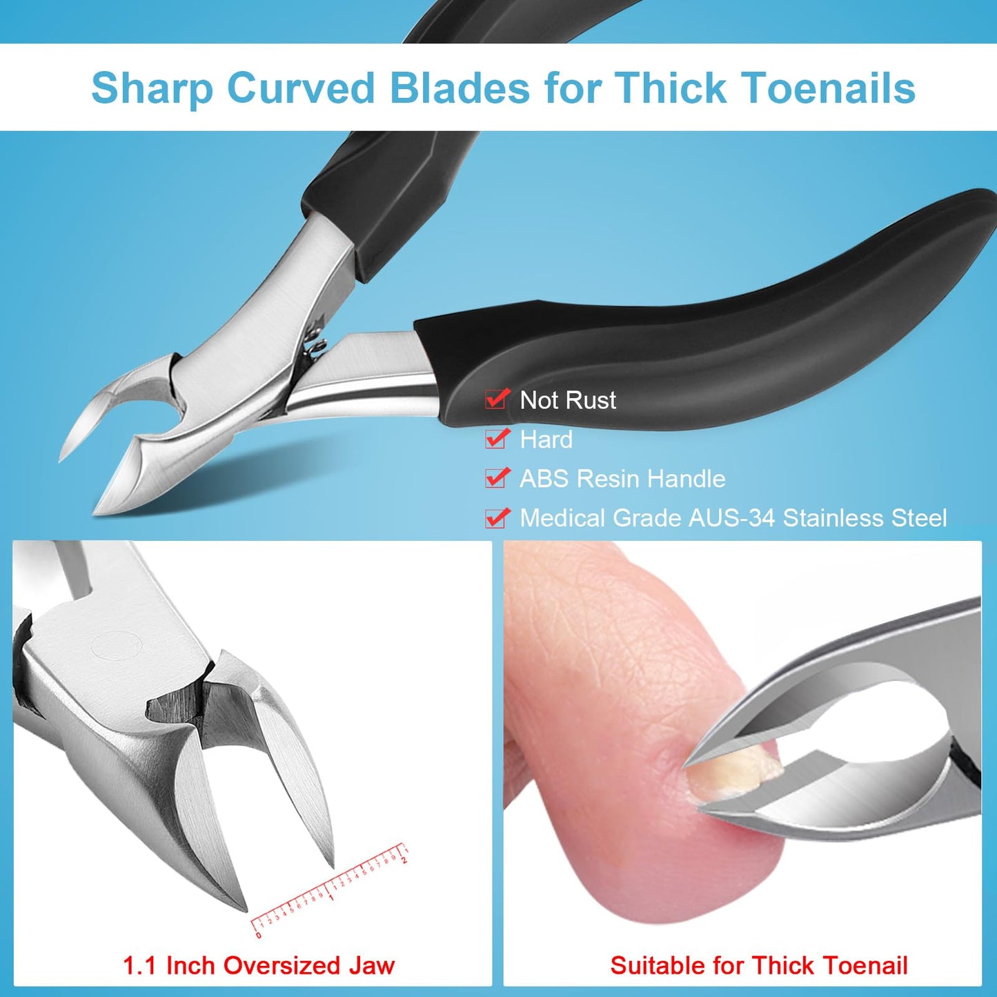 Orelex Toenail Clippers for Seniors Thick Toenails, Toe Nail Clippers Adult Long Handle for Men, Sharp Professional Heavy Duty Ingrown Toenail Tool for Men Women Elderly