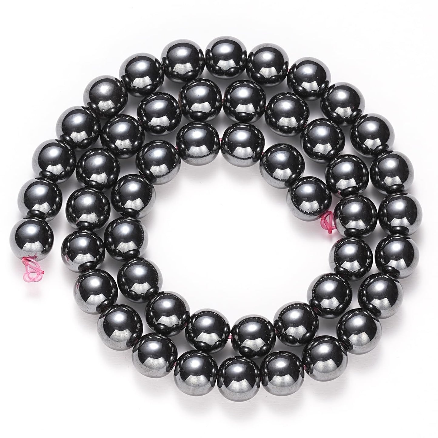 10mm Natural Black Hematite Gemstone Beads Polished Round Smooth Stone Beads for Bracelets Jewelry Making 15inch Loose Beads