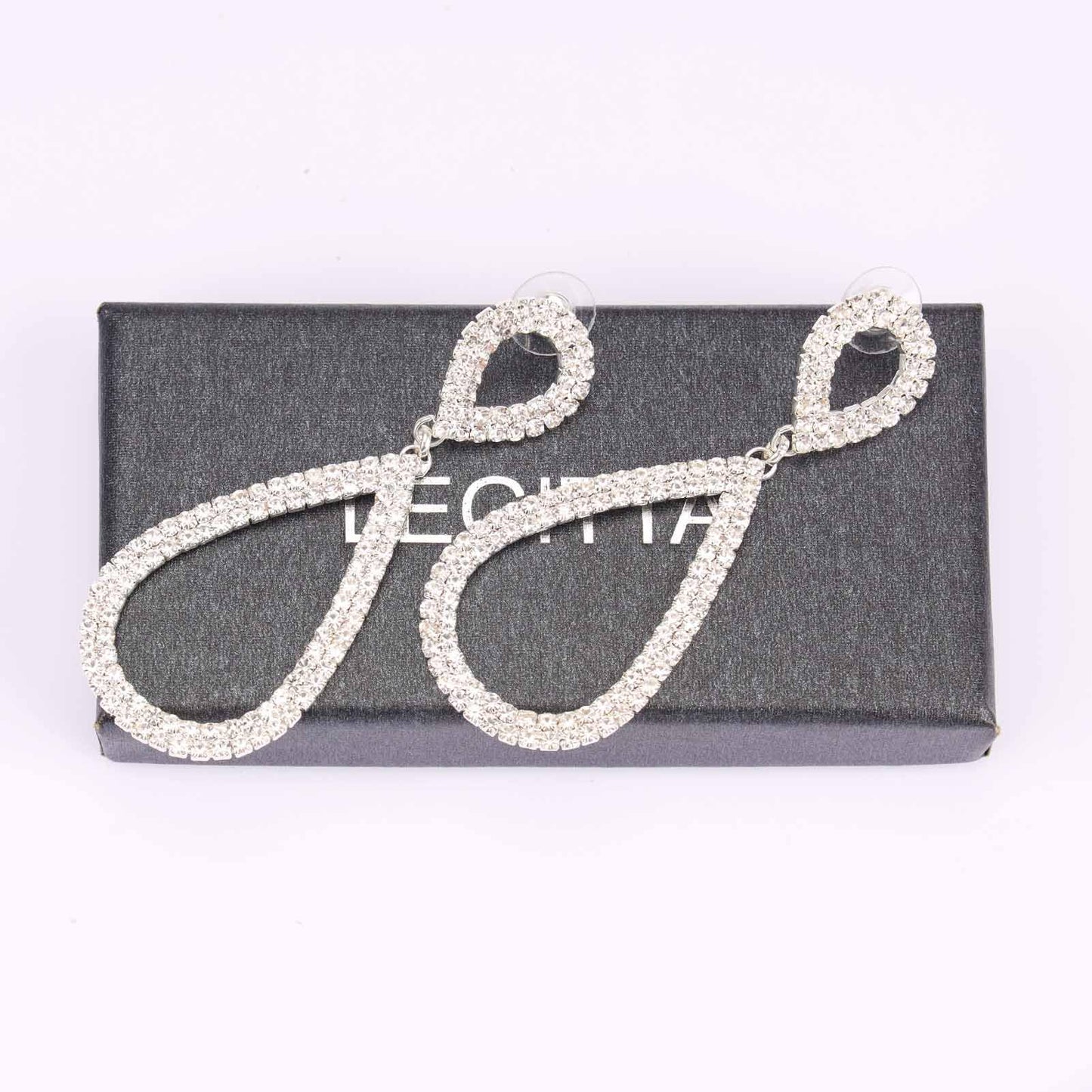 Legitta Rhinestone Teardrop Long Drop Earrings Cubic Zirconia Statement Geometric Dangle with Studs for Women Wedding Jewelry