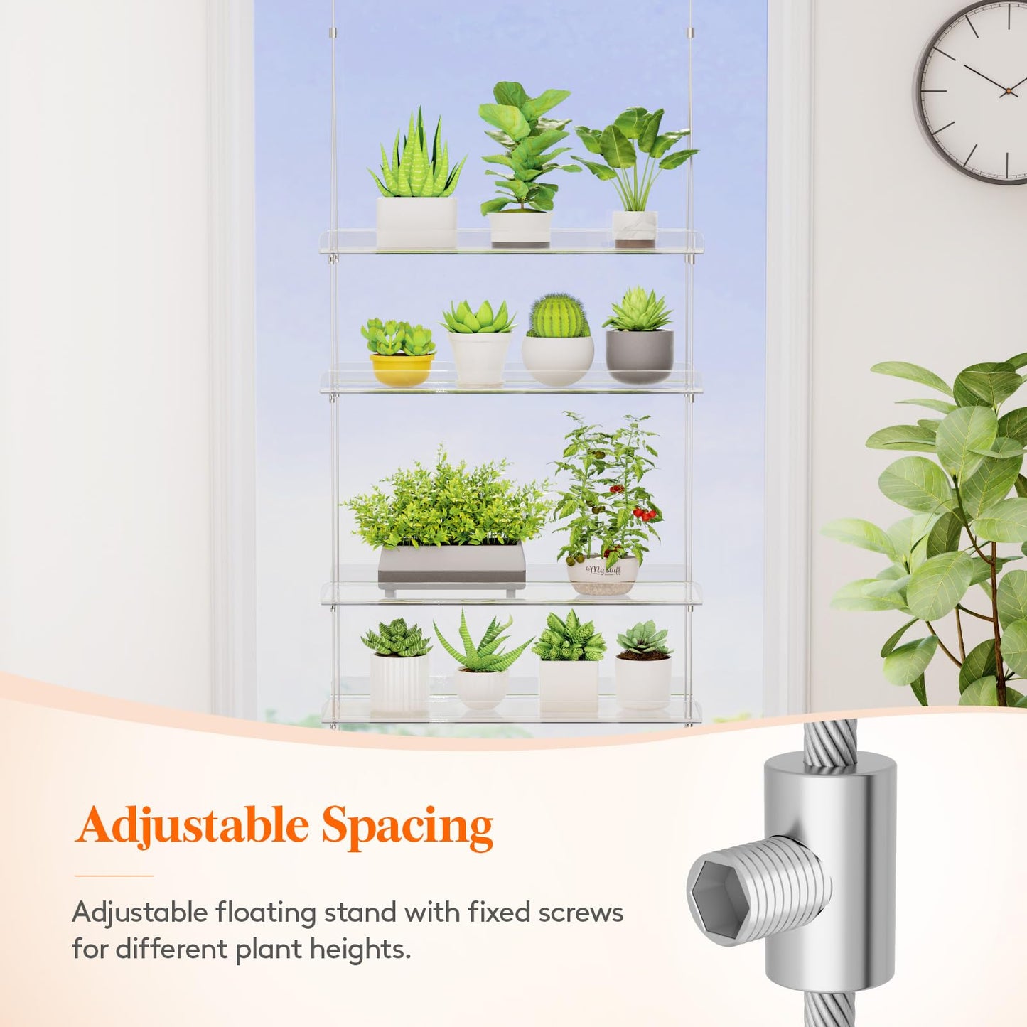 Lifewit 2-Tier Window Plant Shelves 15", Acrylic Adjustable Hanging Floating Shelf, Window Sill Extender for Succulent Plants, Micro Greens, Seed Starter Pots, Herb Planters 38 x 15 cm/15x6