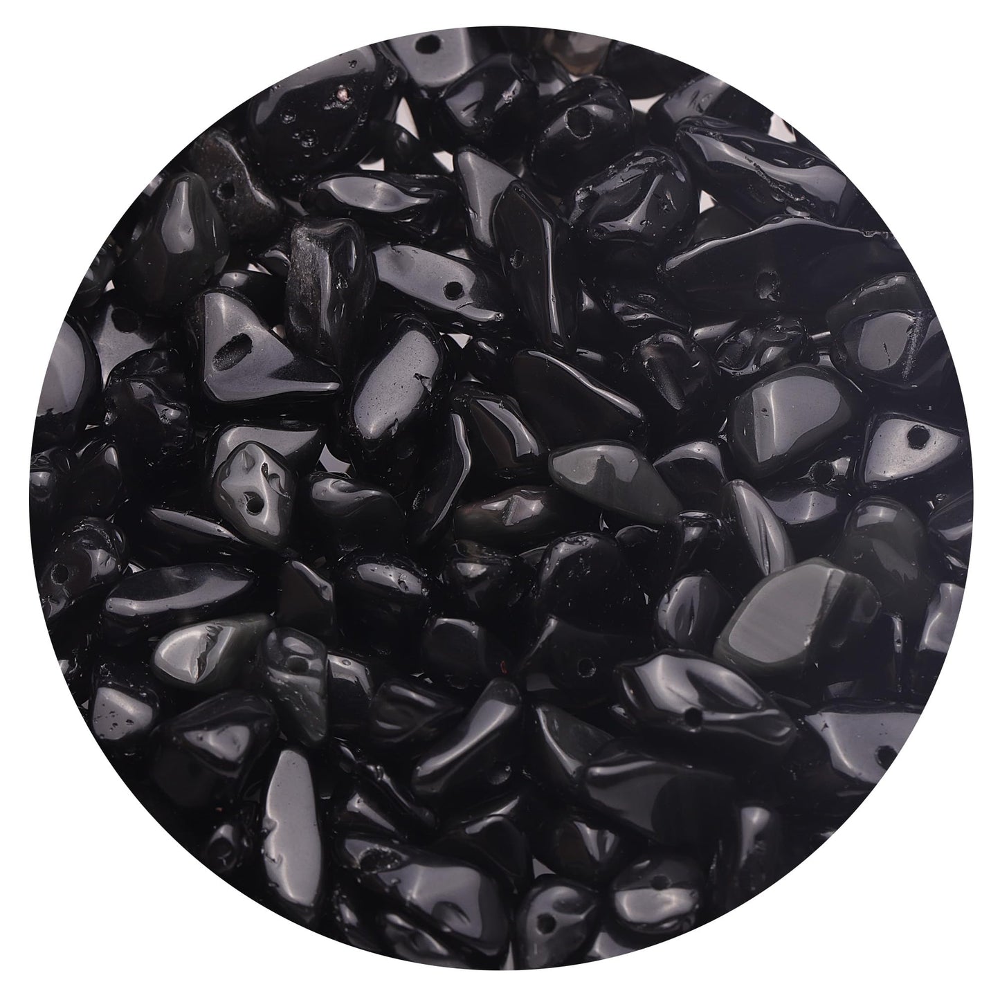 Youngbling Natural Chip Stone Beads 450 Pcs 5-8mm Healing Crystal Irregular Gemstone Drilled Lose Rocks Black Onyx Beads Bulk for Bracelet Jewelry Making