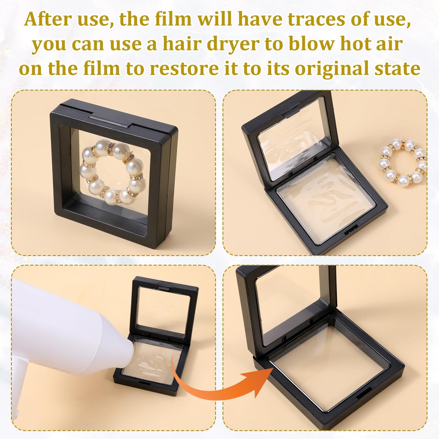 LIQWEI 60 Pcs 3D Floating Display Case, Coin Display Case Black, 2.8 x 2.8 x 0.8 Inch Coin Frame Display-Holder Stands 3D Floating Jewelry Frame for Jewelry Shells Specimen Pins