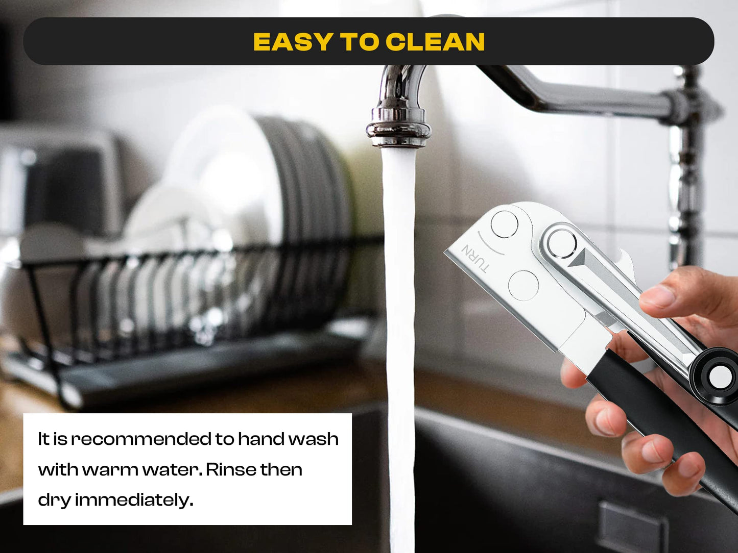 Heavy Duty Can Opener with Magnet – Commercial Can Opener Manual for Seniors, Hand Held, Sharp Blade, Smooth Edge – Folding Knob for Easy Storage, Built in Bottle Opener