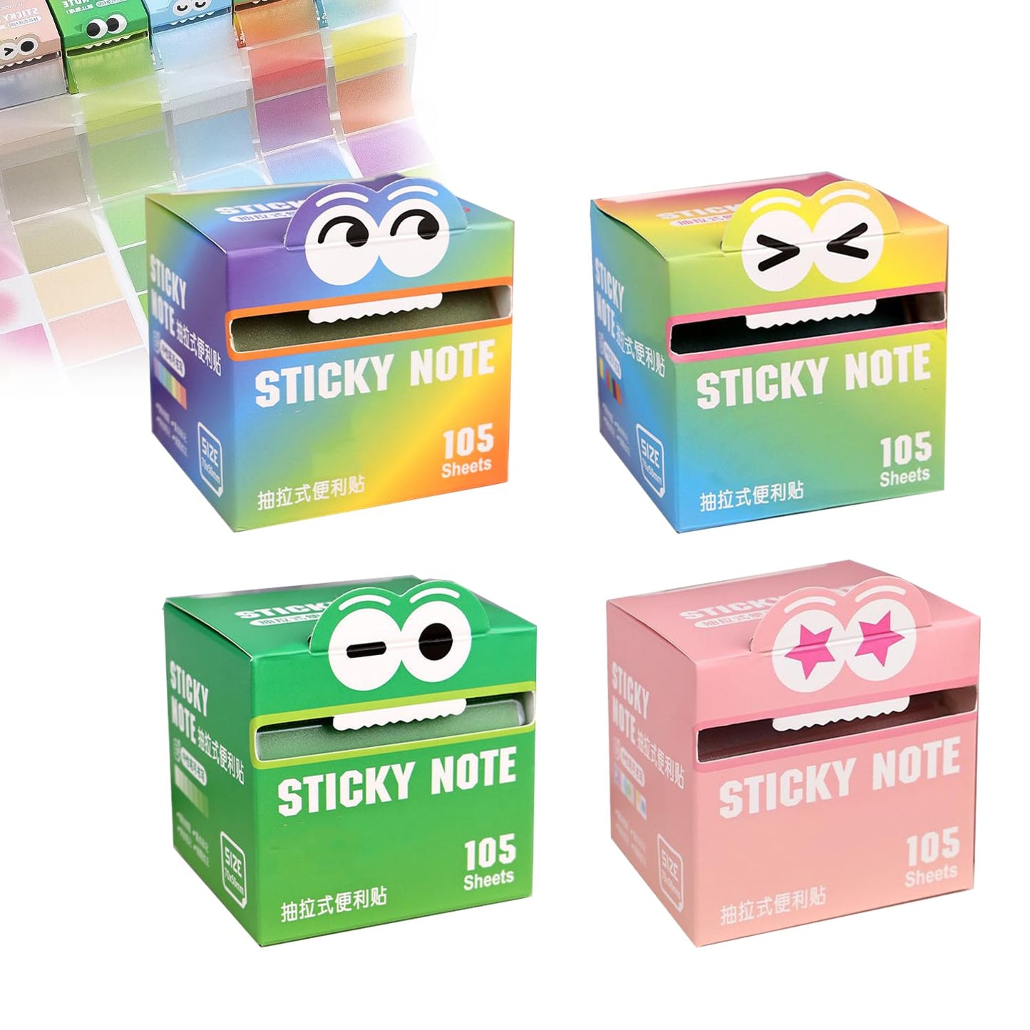 Cute Monster Pattern Sticky Note，Funny Rainbow Transparent Sticky Notes Roll，Cartoon Notes Memo Pad,Back to School Gift for Teachers & Students (style1)