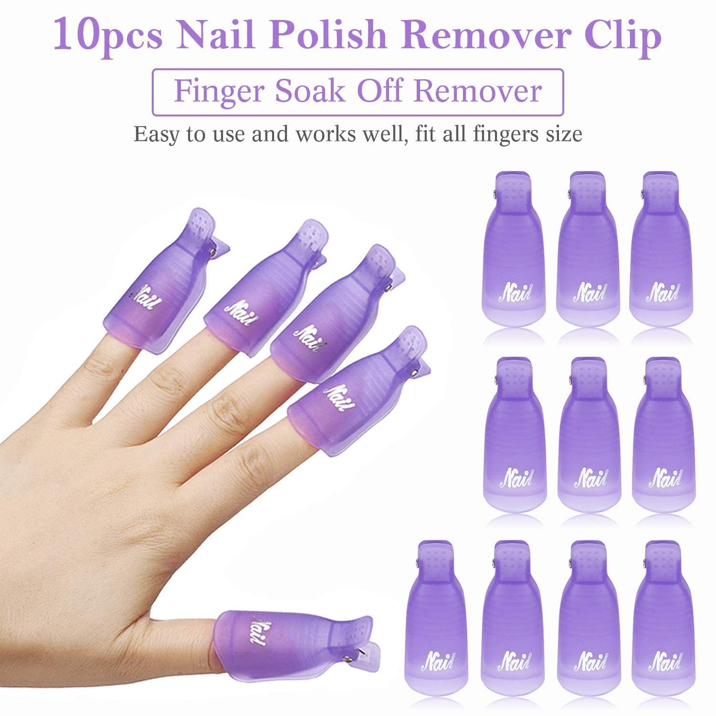 Makartt Gel Nail Polish Remover Clips Kit, Nail File Zebra Nail Files, 20 Pcs Reusable Finger and Toenail Acrylic Nail Polish Remover Wraps, Nail Files 100/180 Grit for Acrylic Nails Poly Nail Gel