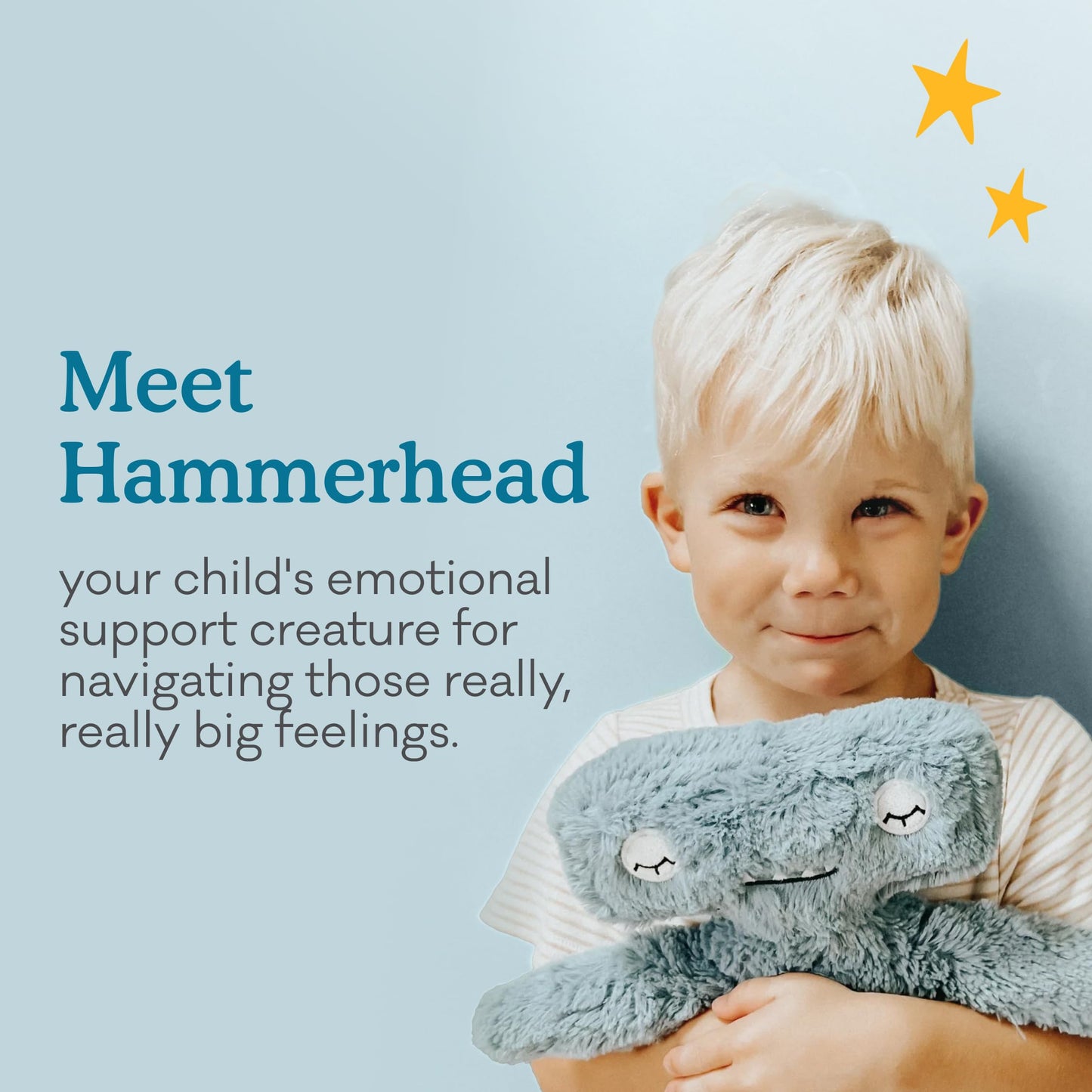Slumberkins 14" Hammerhead Kin & 2 Board Books Complete Set Bundle | Promotes Conflict Resolution, Social Skills & Responsibility | Social Emotional Development (Hammerhead Kin Plush + 2 Board Books)
