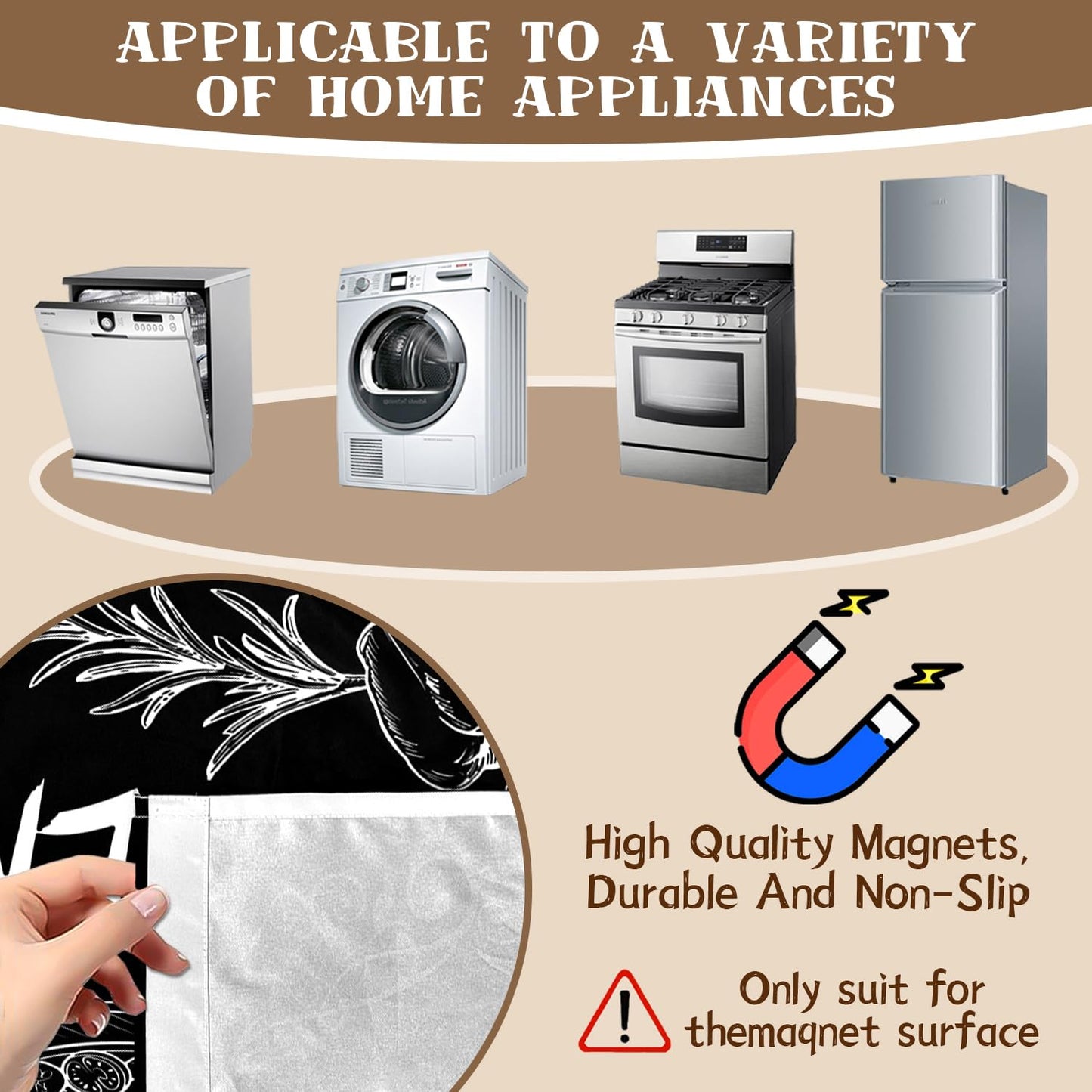 Black Dishwasher Magnet Cover, 23x26 in Summer Decor Dishwasher Magnet Covers Kitchen Decoration Dish Washer Magnets Sticker Funny Fridge Magnets Panel Decal Magnetic Covers