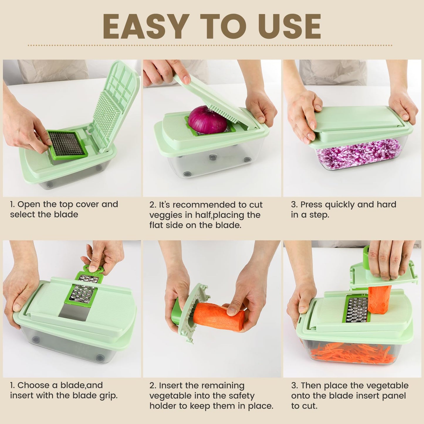 Vegetable Chopper 16-in-1 Multifunctional Kitchen Gadgets - 8 Blades Onion Chopper with Container, Food Spiralizer Slicer Dicer Grater Shredder, Vegetable Cutter for Salad/Coleslaw/Meat/Nuts