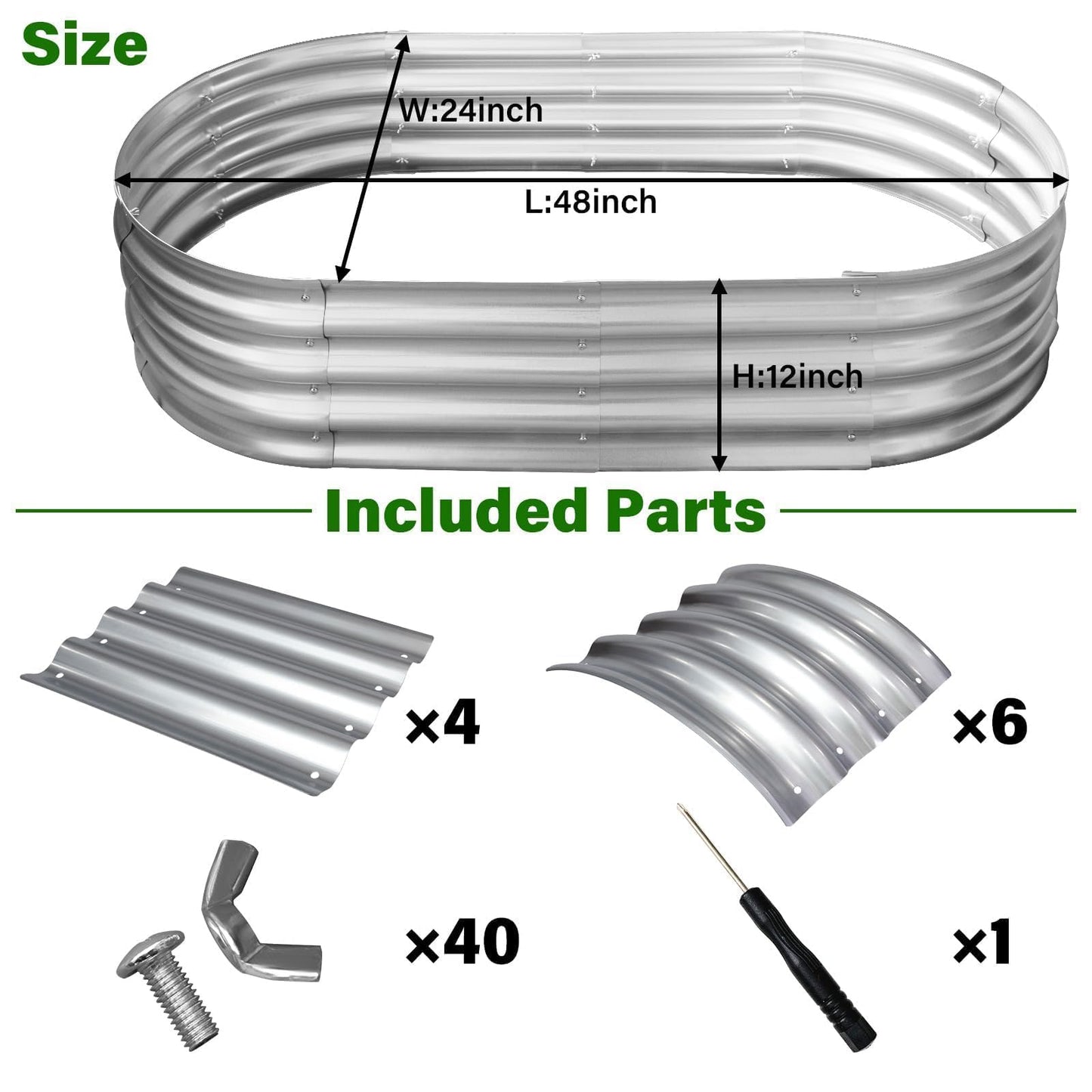 Eclaron Raised Garden Bed Kit,2 Pack 4x2x1ft Galvanized Garden Beds Outdoor with Safety Edging,Rust-Resistant Garden Bed - Oval Large Metal Planter Box for Vegetables…