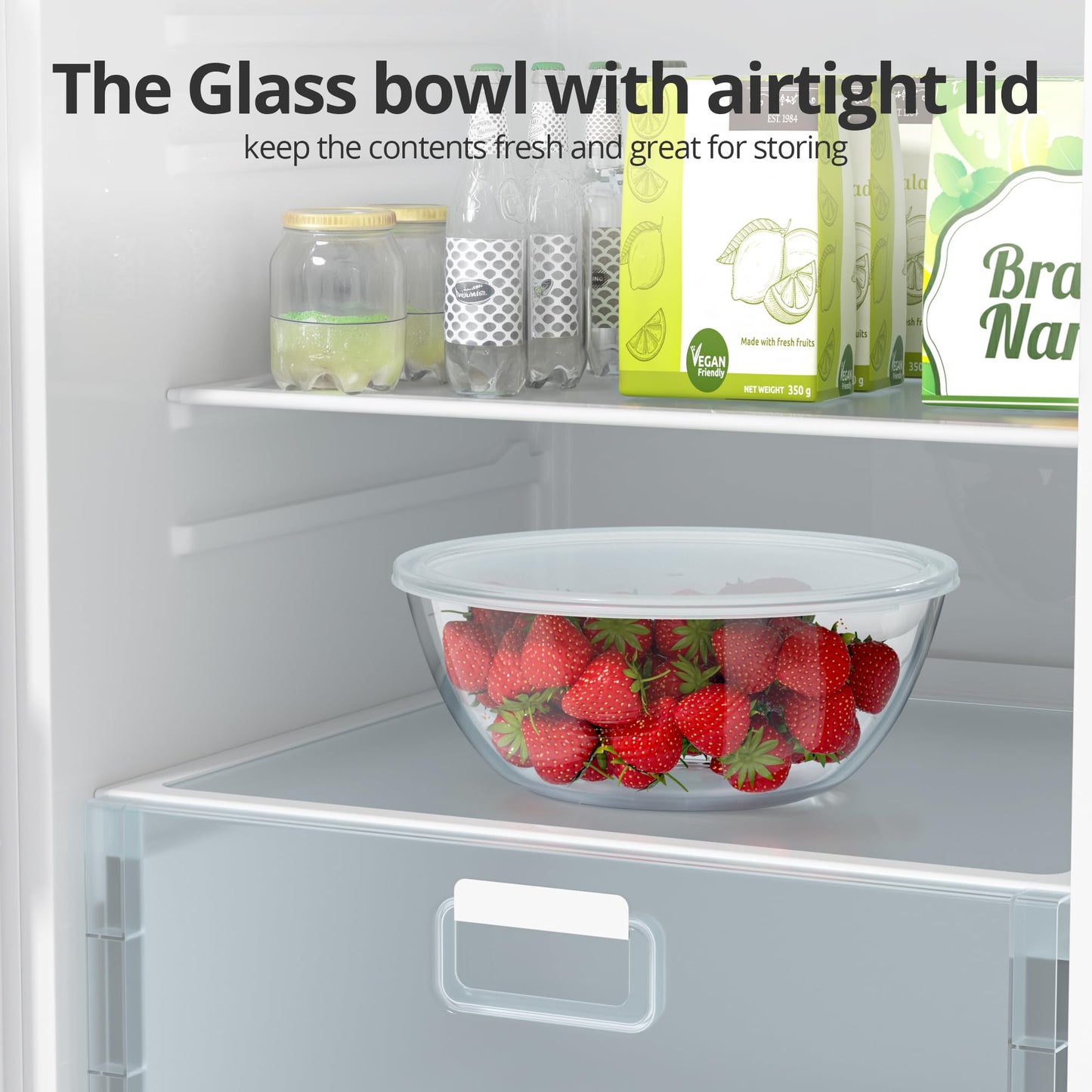 Quald 4.7 Qt Extra Large Glass Mixing Bowls Clear Glass Salad Cooking Bowls for Kitchen Salad Bread Storage