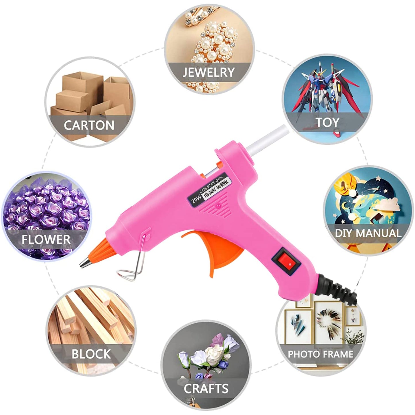 ZFYOUNG Mini Hot Glue Gun 2-Pack Blue Pink 35pcs Hot Glue Sticks for Quick Fix Artist DIY Art Home 20w