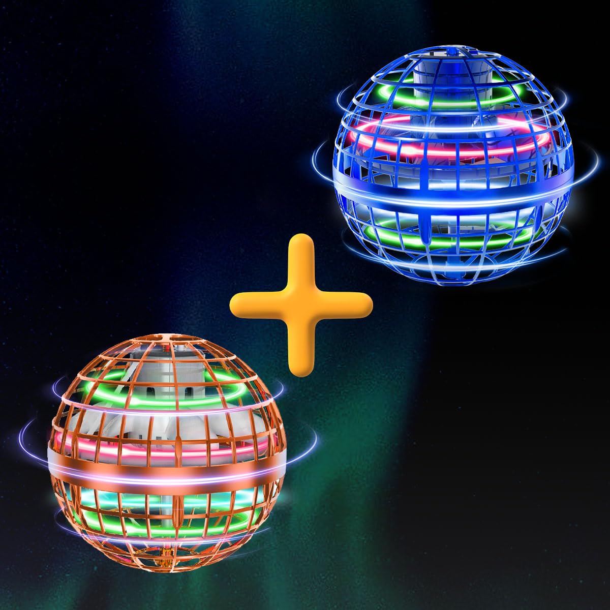 1 Pack Orange Flying Orb Ball, 1 Pack Blue Updated Flying Orb Ball, 2024 Cool Stuff Christmas Birthday Toy Gift, for Kids Age 6 7 8 9 10