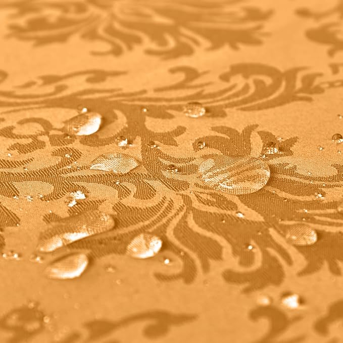 SASTYBALE Amber Rectangle Jacquard Tablecloth, Spill Wrinkle Proof Damask Table Cloth for Rectangle Tables, Rectangular Harvest Fall Inddor Outdoor Tablecloths, 52 x 70 Inch Amber