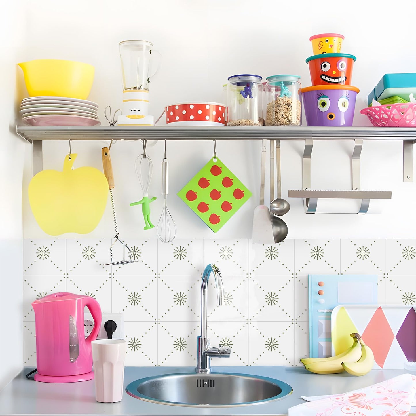 SVNOOC Peel & Stick Wall Tile Stickers 12 PCS Backsplash Self Adhesive 6" x 6", Decorative Wall Stickers for Kitchen Bathroom Tile Decals Waterproof Removable (Green)