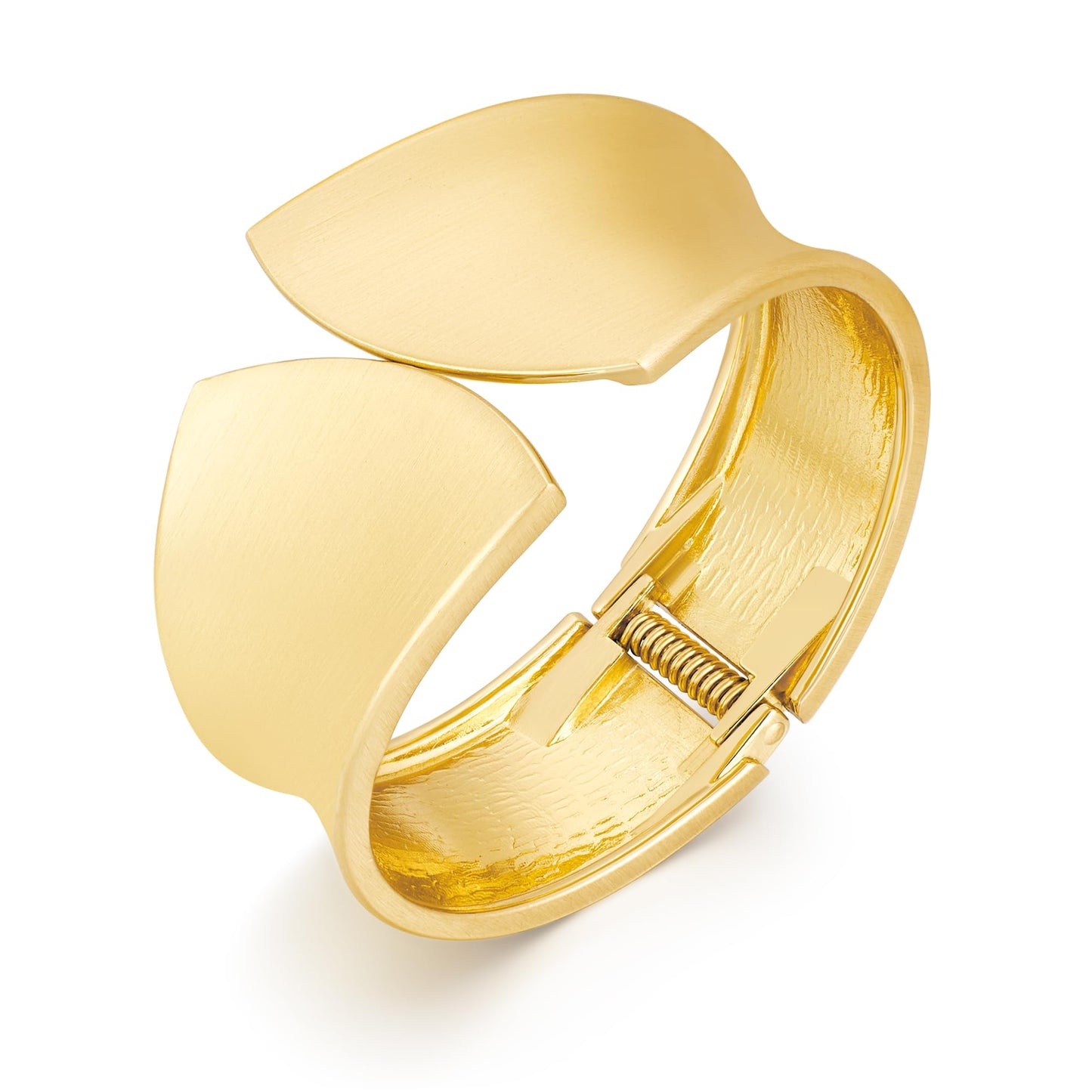Chunky Brushed Golden Bangle Bracelet Matte Finish Statement Thick Gold Plated Cuff Bracelet for Summer
