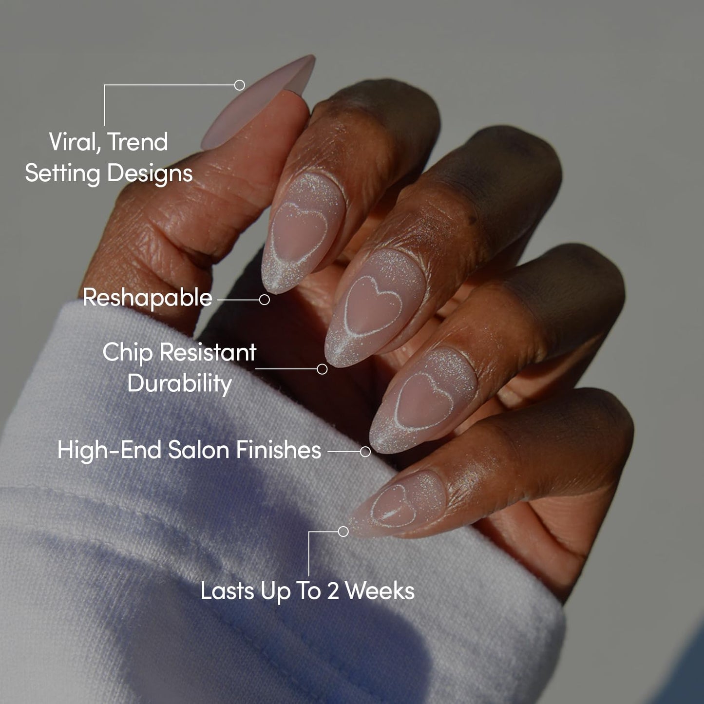 Glamnetic Press-On Nails Bundle - Divine Love | 2 Short Almond Fake Nails & 1 Medium Coffin Nail Set in 3D & Velvet Designs, Perfect Valentine’s Day Press-Ons | Durable, Salon-Quality Nail Kits