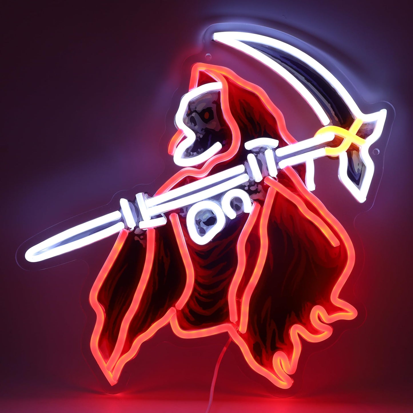 Skull of the Reaper LED Neon Sign USB Powered for Wall Decor, Horror Neon Night Light Sign Dimmable for Room Party Decor Halloween Birthday Gifts