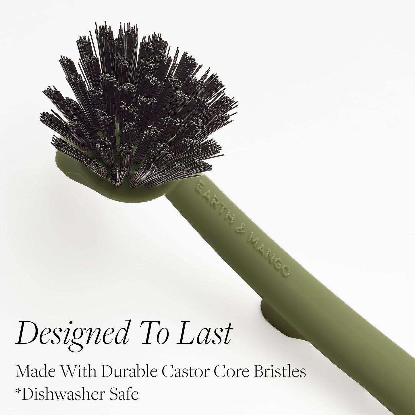 Earth & Mango Magnetic Dish Brush & Scraper, Snaps to Sink, Non-Scratch, Dishwasher Safe, Dish Scrubber – Moss Green