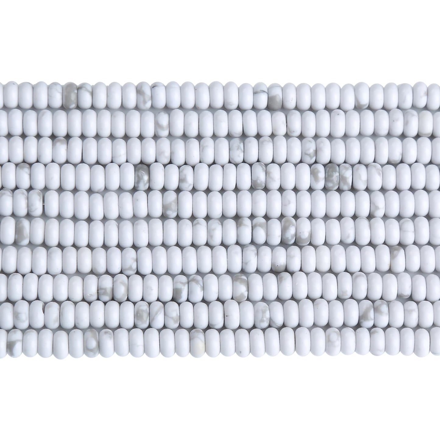 150PCS 2x4mm Natural White Howlite Turquoise Rondelle Beads Abacus Disk Stone Beads Round Loose Spacer Gemstone Beads for DIY Bracelet Necklace Jewelry Making