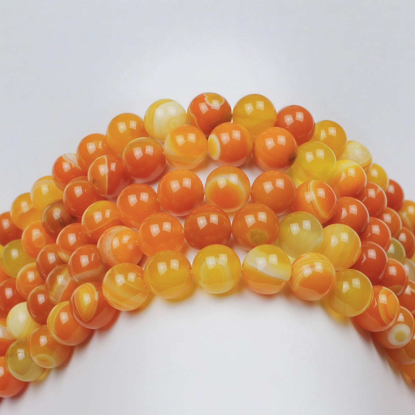 MJDCB Natural Stone Beads Orange Stripe Agate Round Loose Beads for Jewelry Making DIY Bracelet Necklace (6mm)