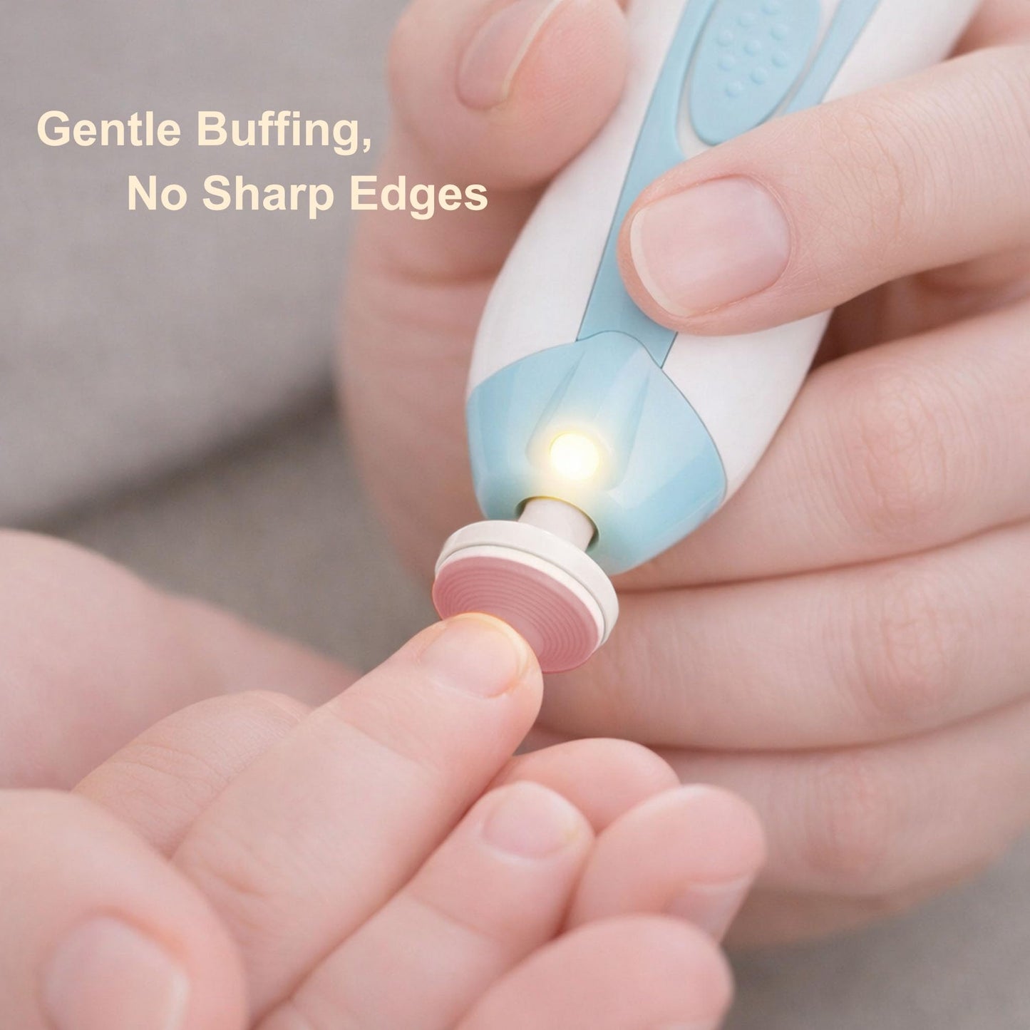 Fansidi Baby Nail Trimmer Electric, Easy & Safe Nail File for Newborn Infant Toddler, Whisper-Quiet Nighttime Use, 4-Stage Age-Matched Grinding Heads, LED Light, 18-Piece Kit, Blue, Baby Shower Gift