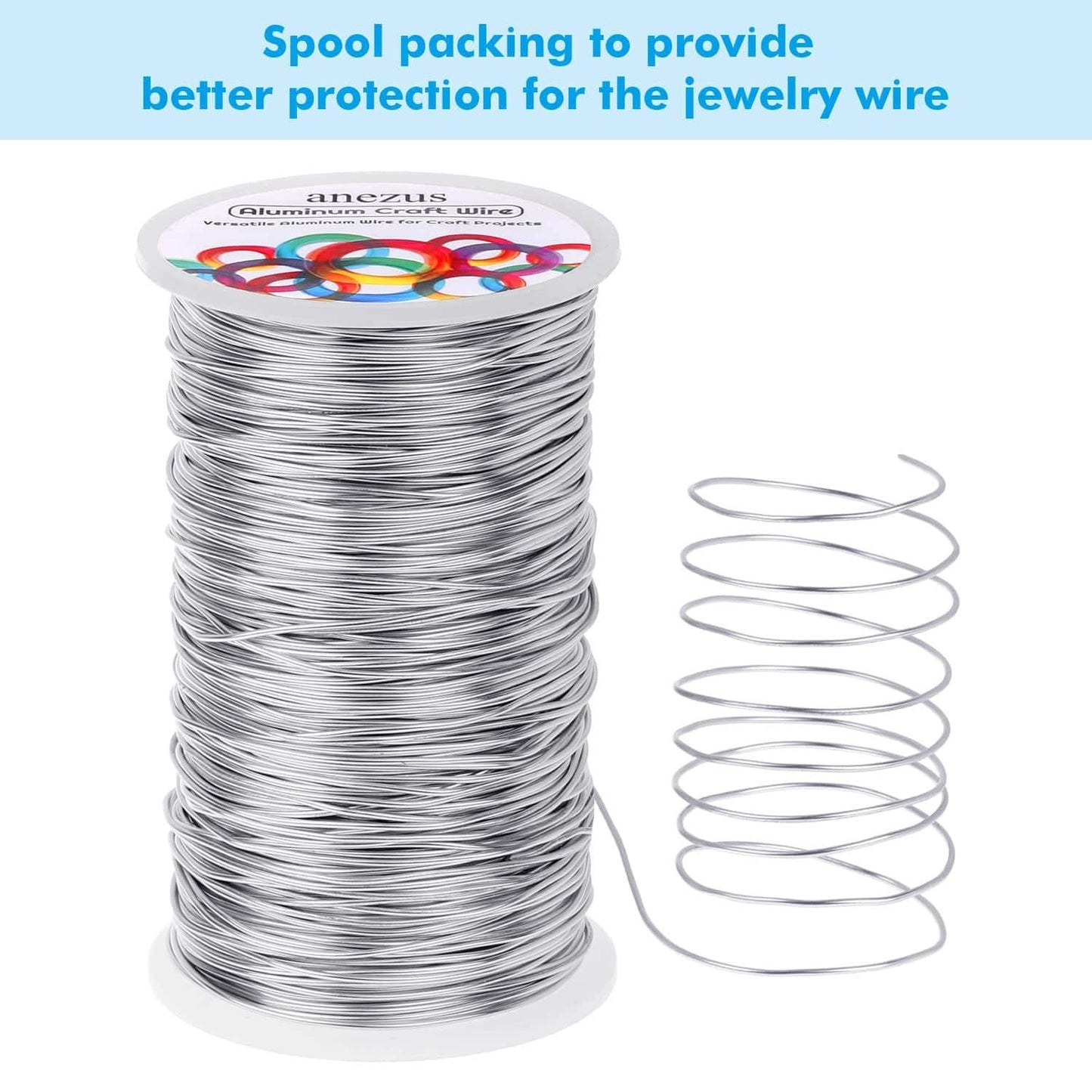 Anezus Bendable Craft Metal Wire - 540 Feet, 18 Gauge Flexible Beading Wire for Wreath Making, Jewelry Making, Floral (Silver, 1mm)