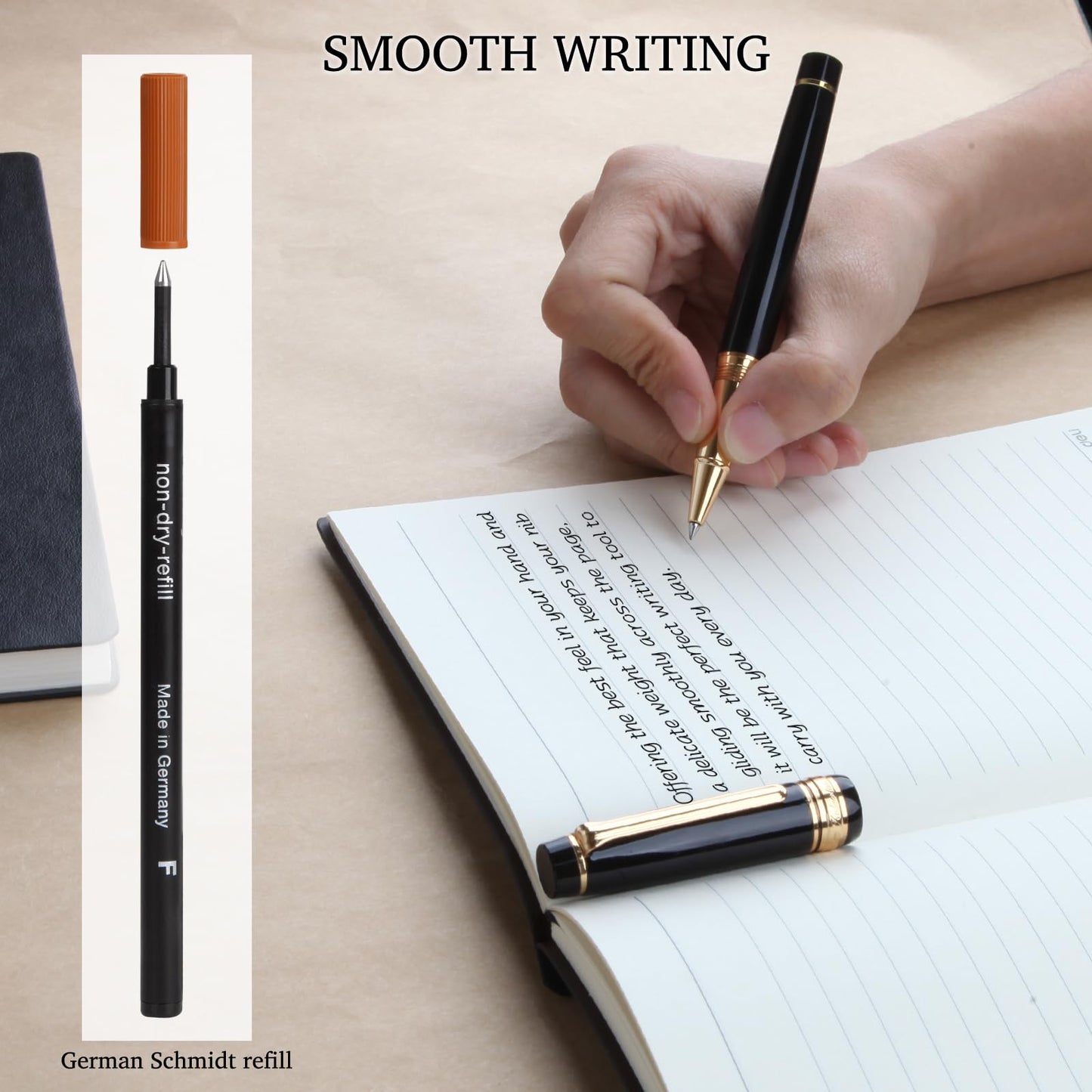 Luxury Rollerball Pen,Nice pen with 24K Gold Trim, Schneider Ink Refill, Professiona,Executive Office, Fancy Pens, Luxury pens with gift case for Men & Women with 1 Refill