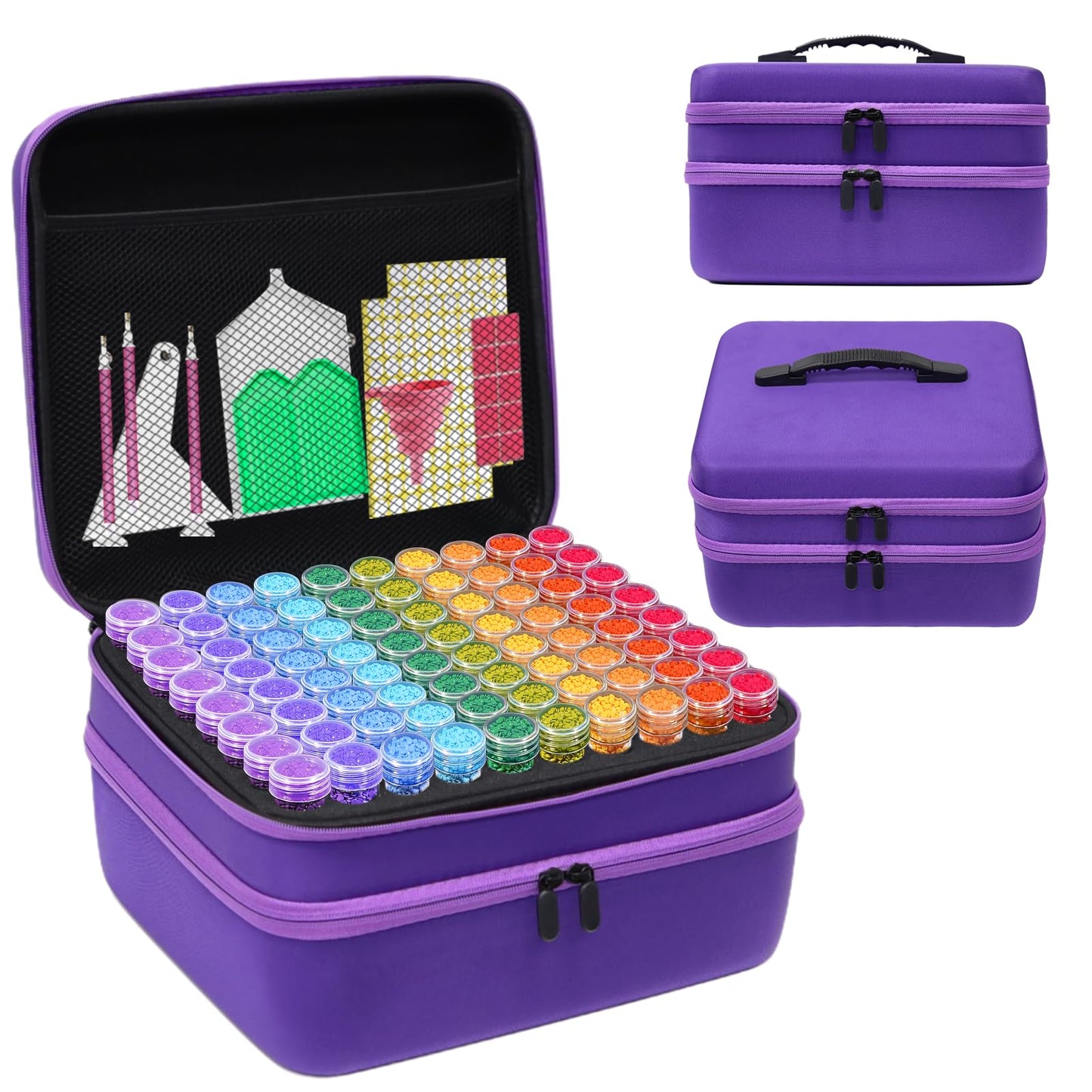 CAIOVSE Diamond Painting Storage Containers, 240 Slots Diamond Painting Accessories Kits Diamond Art Accessories and Tools for Craft Jewelry Rhinestones Bead Organizer (Purple)