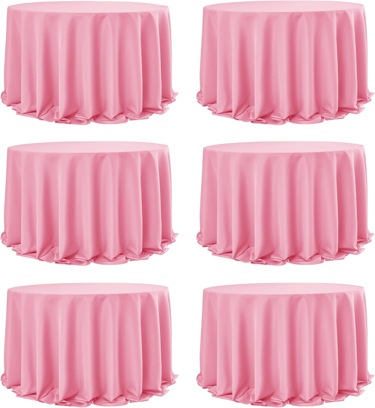 6-Pack Pink Round Tablecloths, 132 Inches, Stain-Resistant Polyester for 6-8 Ft Round Tables - Washable Table Covers for Weddings, Banquets, Birthday Parties, Events