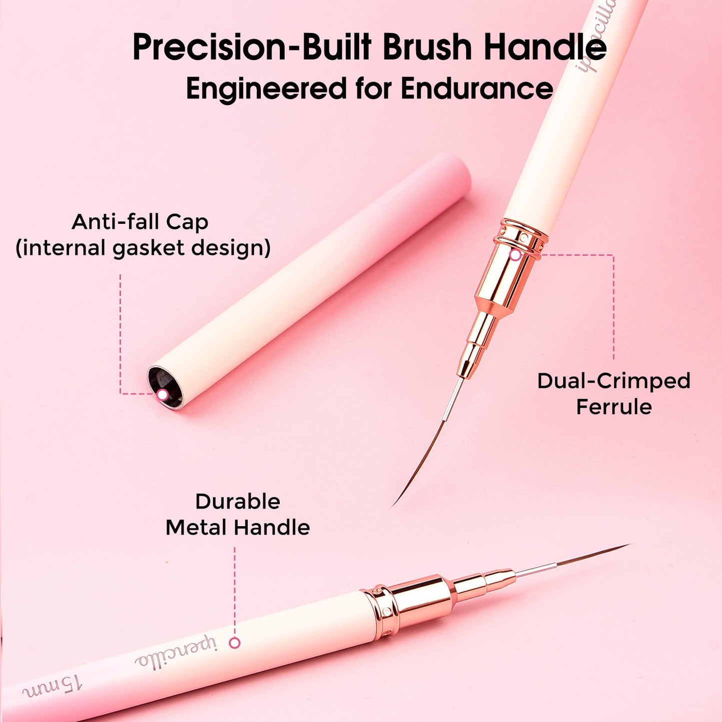 Ipencillo Nail Art Brushes, 6 Pcs Nail Liner Brushes and 6 Pcs Nail Brushes Set for Nail Art Design, Nail Brushes for Nail Art Lines, Nail Art Brushes with Cap
