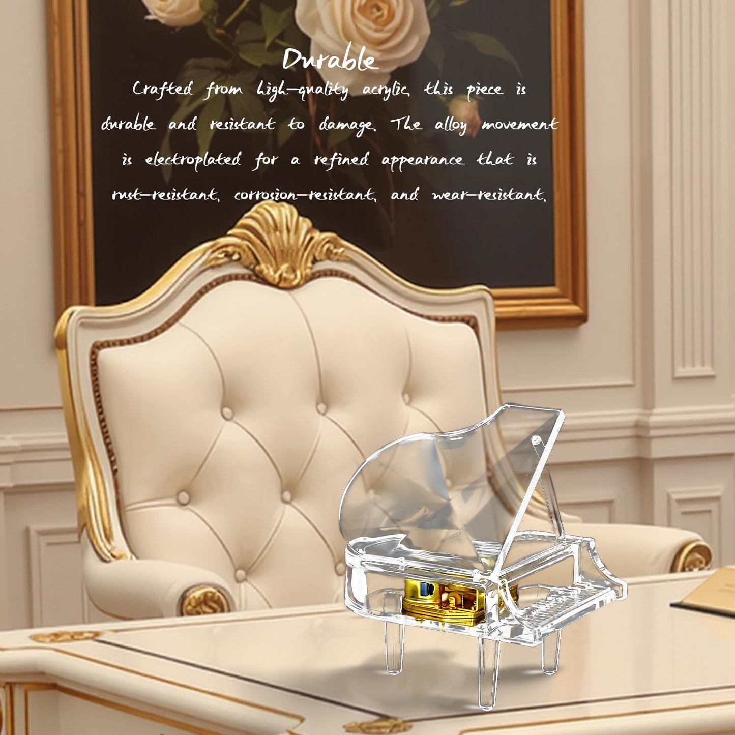 YCXYQ Transparent - Piano Music Box Mechanical Clockwork Crystal Piano High-End Acrylic Ornament Crystal Craft (Music: Canon)