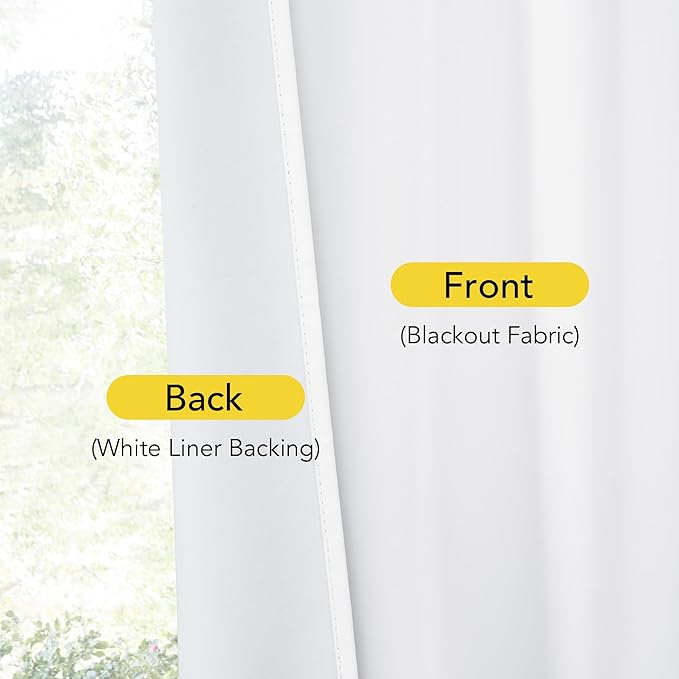 NICETOWN 100% Blackout Curtains for French Front Door, White Thermal Insulated Privacy Door Curtains and Drapes Blinds for Sightseeing and Window Decor, W25 x L50 inch, 1 Panel