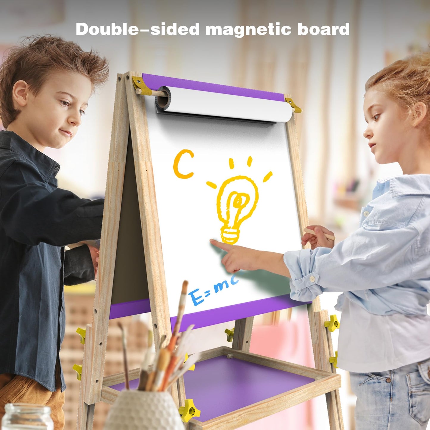 JOYOOSS Easel for Kids Art Easels for Toddlers,Adjustable Magnetic Whiteboard Chalkboard for Kid Dry Erase Board Easel for 2 Year Old and Toddler Art Easel for Kids Ages 4-8 8-12