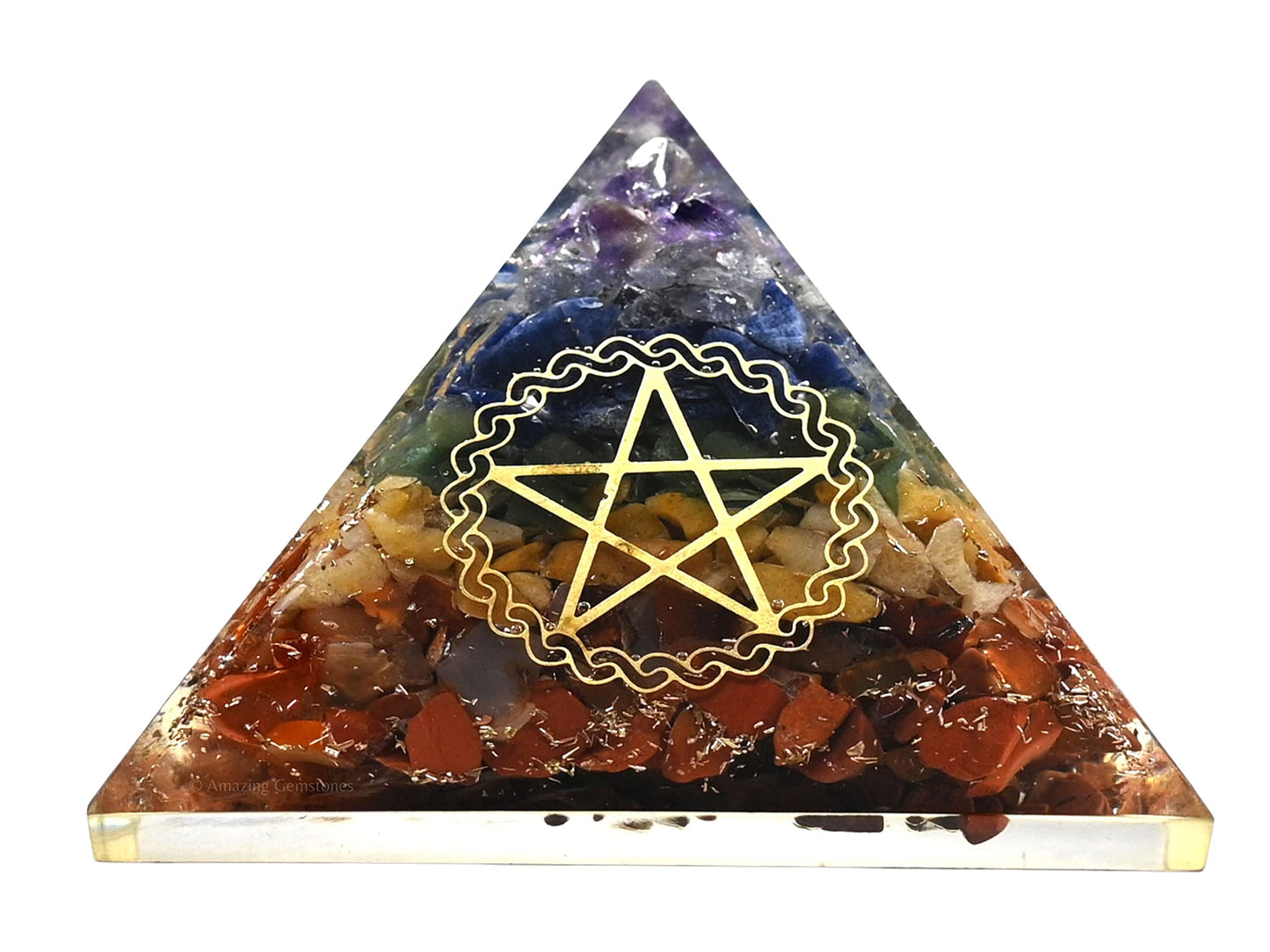 Amazing Gemstone Large Orgone Pyramid | Natural Chakra Pyramid Crystal | Pentacle Orgonite Pyramid | Organ Pyramids Positive Energy Healing