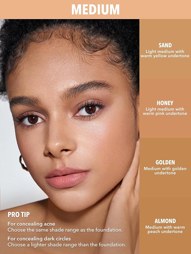 SHEGLAM Complexion Boost Concealer Sponge-Head Applicator Matte Liquid Concealer Long Lasting Brightening Color Corrector Weightless All-Day Long Lasting Hydrating Concealer-Honey