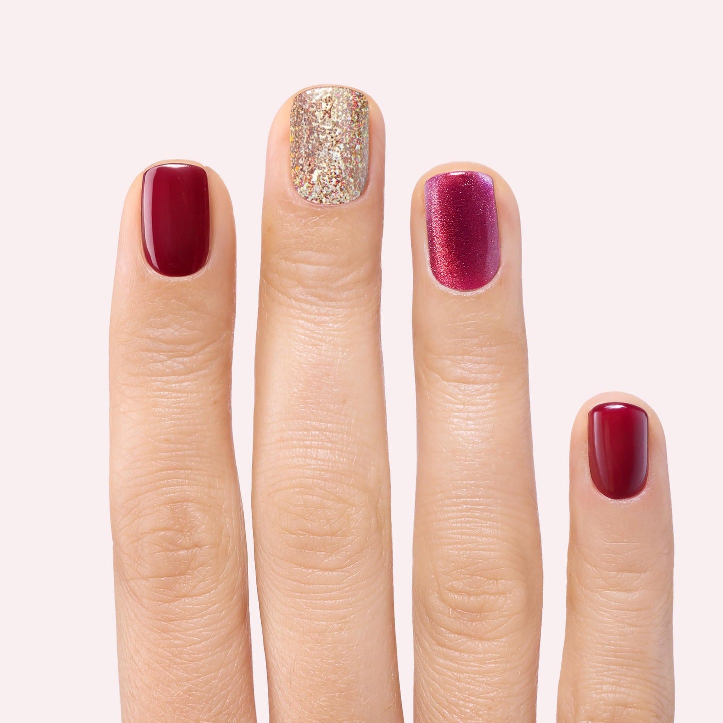Dashing Diva Glaze Kit - By The Fire Place - Long Lasting, Chip Resistant, Semi-Cured Gel Nail Strips - 5-Piece Manicure Set with 32 Strips and Mini LED Lamp