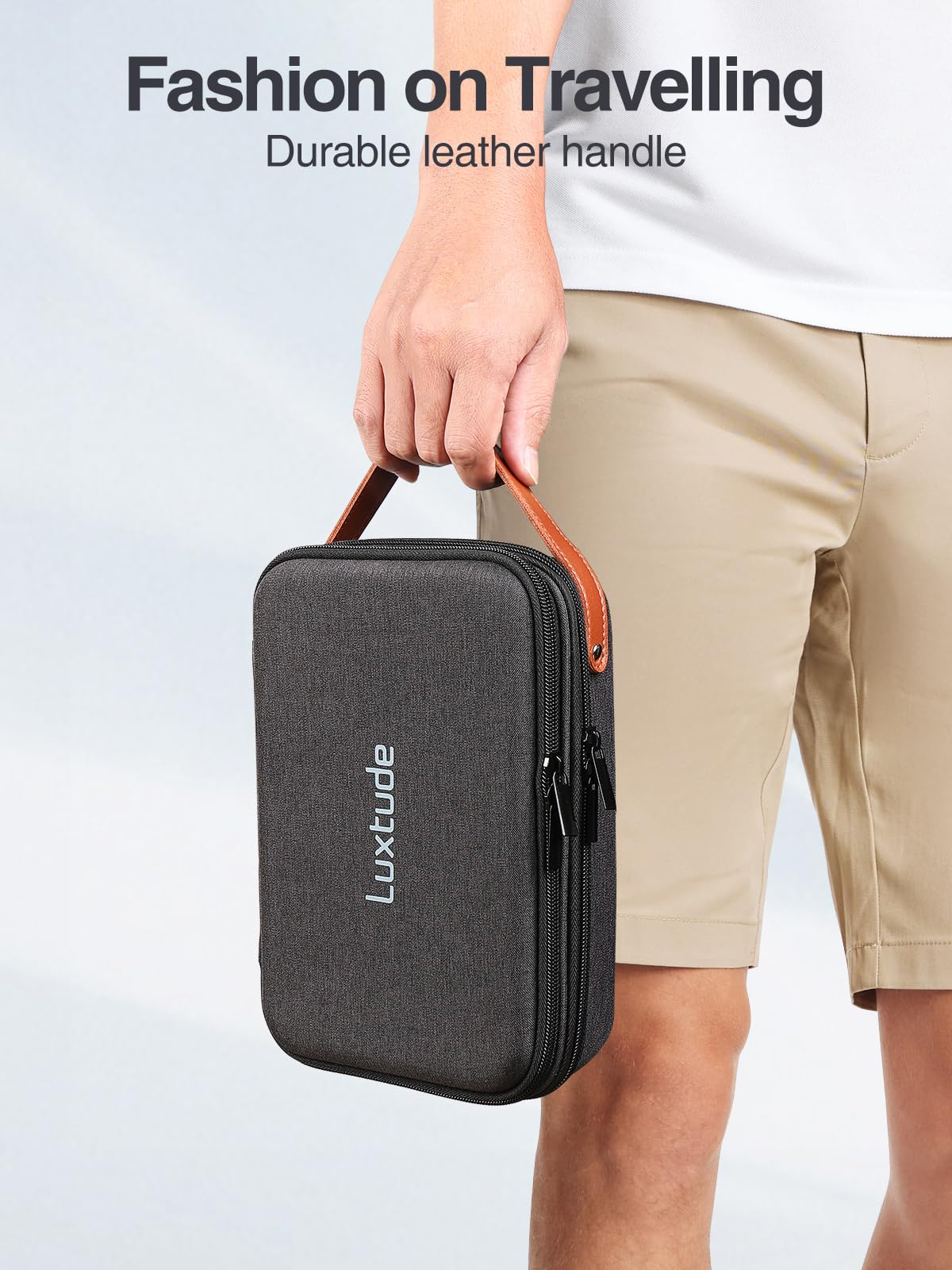 Luxtude Electronics Organizer Travel Case, Portable Tech Bag for Working/Travelling, Sturdy Hard Shell Zipper Cases for Charger/Mouse/Hard Drive, Case Only