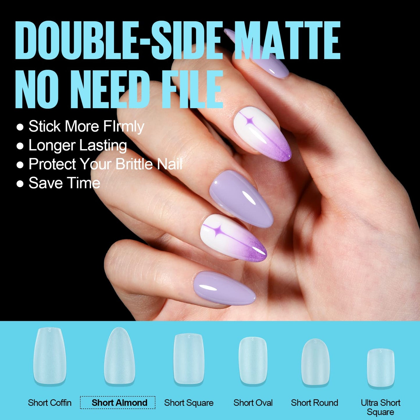 TOMICCA Medium Almond Nail Tips - 450Pcs 15 Sizes Soft Acrylic Gel Nails Double-sided Matte Pre-Shaped Fake Nails, Full Cover Clear Nails Gelly Press on Flase Nail Tips for Nail Extensions Nail Salon