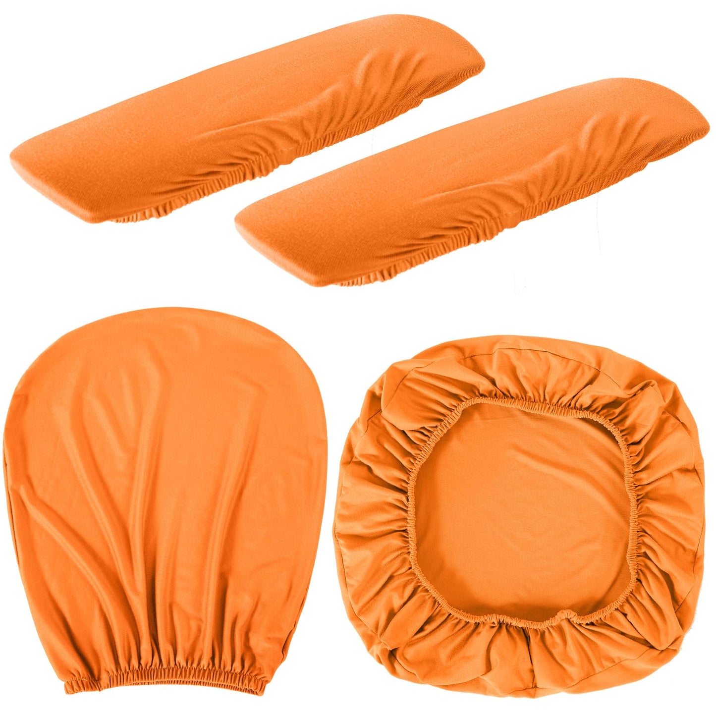 Tallew 4 Pcs Office Chair Covers Set Computer Universal Protective Stretchable Chair Seat Covers Desk Armrest Cover Pads Office Cushion Backrest for Rotating(Regular,Orange)
