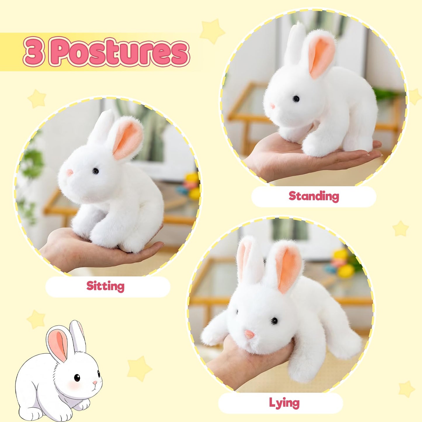 PEACH CAT Easter Bunny Stuffed Animal Cute Plushies White Rabbit Plush Toys Birthday Easter Gifts for Girls Boys Kids